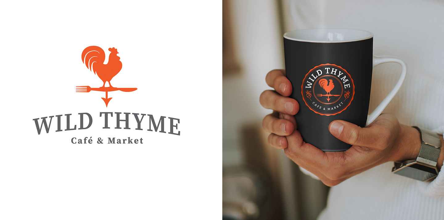 Wild Thyme logo on a coffee cup